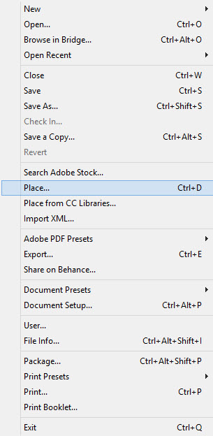 Place an image in to InDesign