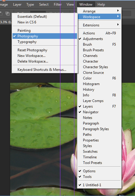 create a new workspace in Adobe Photoshop