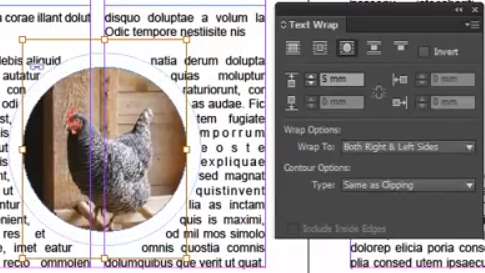 Adobe InDesign Text Wrap circle