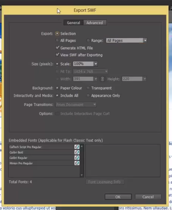 Creating an SWF from Adobe InDesign