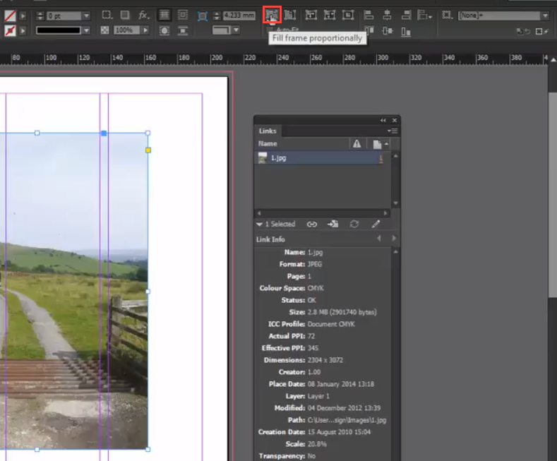 scaling images in Adobe InDesign