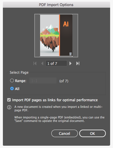 Adobe Illustrator Multipage PDF import